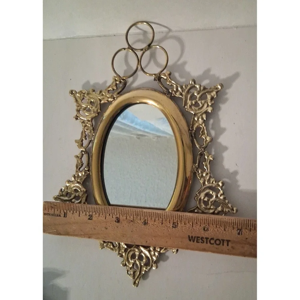 Vintage Brass Ornate Wall Mirror Rococo Baroque New in Box 9